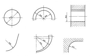 图 12 圆的直径和圆弧半径的注法