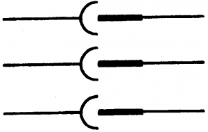 多极插头和插座（示出的为三极）图形符号